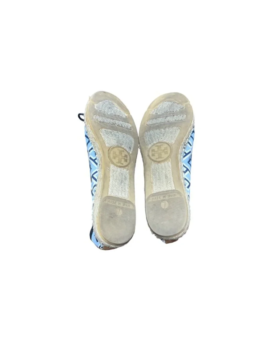 Tory Burch Blue Geometric Print Espadrille Ballet Flats Women’s SZ 7